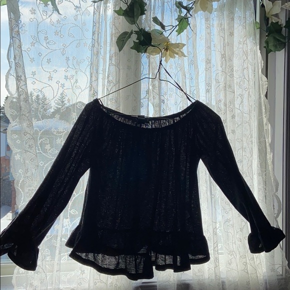 Black Sheer off the shoulder, flared top - Picture 1 of 3